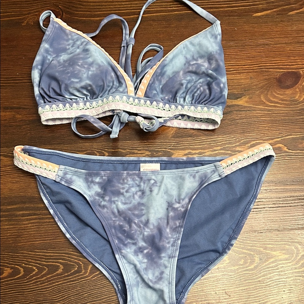 Xhilaration Blue and Purple Bikini Set